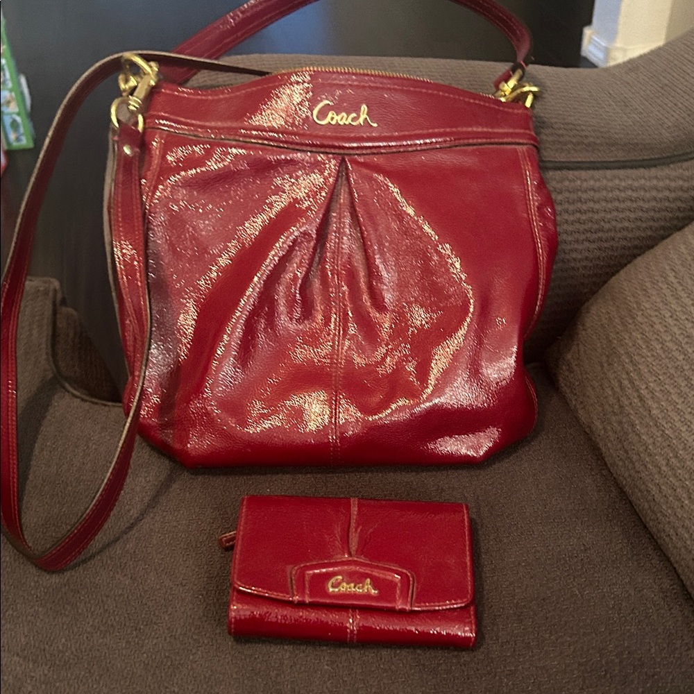 Coach Shimmering Red Shoulder Bag and Wallet